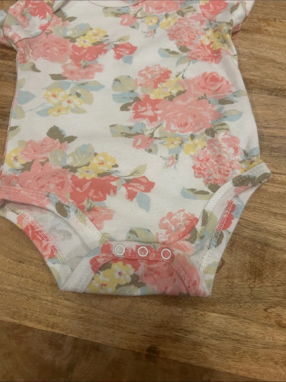 Laura Ashley Floral Short Sleeve Bodysuit - Pink, Yellow & White
